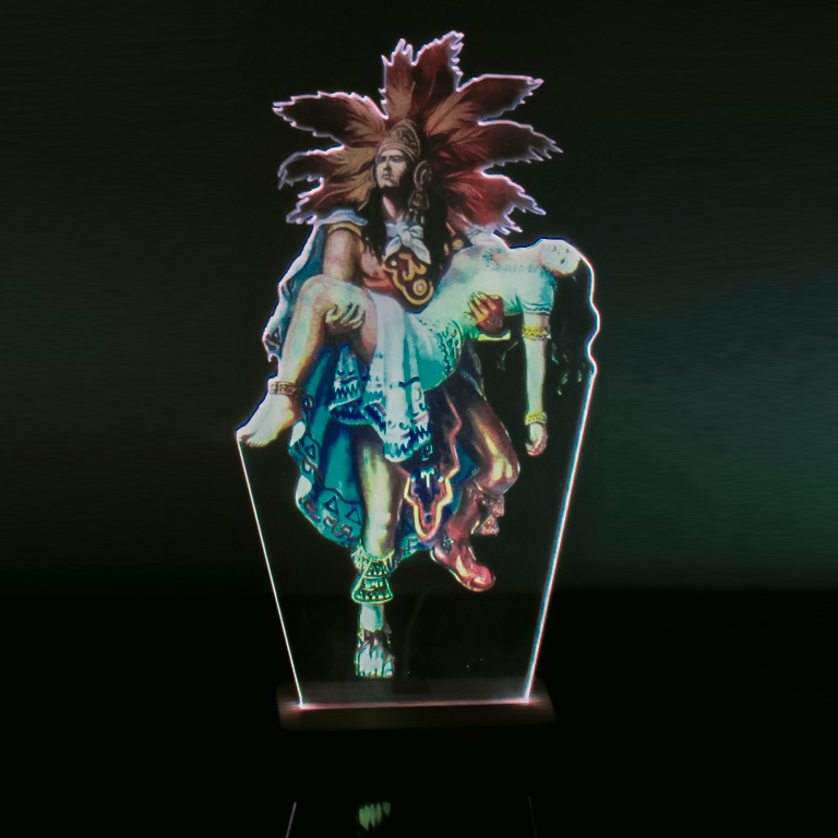 AZTEC POPO & ITZA 6INCH BASE WITH 8"X16" LAMP DISPLAY