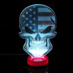 SCULL U.S FLAG 3INCH BASE WITH 8"X8" LAMP DISPLAY COLOR
